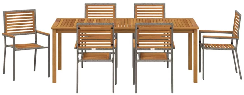 vidaXL Σετ Τραπεζαρίας Κήπου 7 pcs Γκρι 200 x 100 x 74 cm