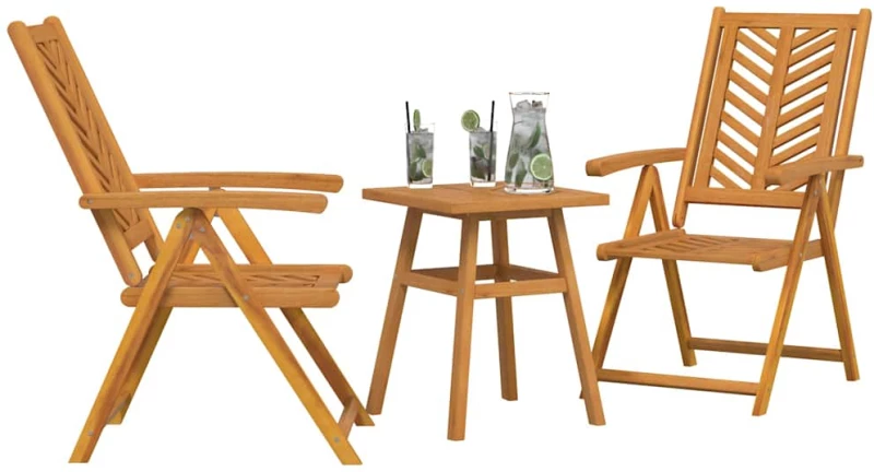vidaXL Σετ Μπιστρό Κήπου 3 pcs Καφέ Μασίφ ξύλο ακακίας