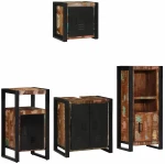 vidaXL Σετ Επίπλων Μπάνιου 4 pcs Πολύχρωμο Στερεό ανακτημένο ξύλο