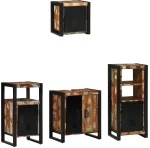 vidaXL Σετ Επίπλων Μπάνιου 4 pcs Πολύχρωμο Στερεό ανακτημένο ξύλο
