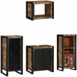 vidaXL Σετ Επίπλων Μπάνιου 4 pcs Πολύχρωμο Στερεό ανακτημένο ξύλο