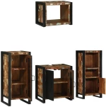 vidaXL Σετ Επίπλων Μπάνιου 4 pcs Πολύχρωμο Στερεό ανακτημένο ξύλο