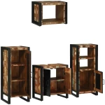 vidaXL Σετ Επίπλων Μπάνιου 4 pcs Πολύχρωμο Στερεό ανακτημένο ξύλο
