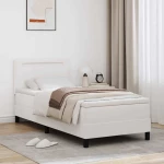 vidaXL Κρεβάτι Box Spring με Στρώμα - Λευκό 100x200 εκ. από Σύνθετο Δέρμα.
