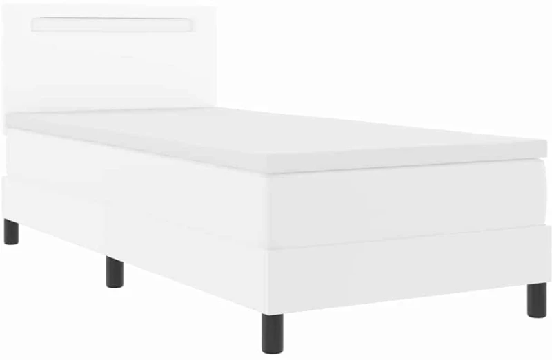 vidaXL Κρεβάτι Box Spring με Στρώμα - Λευκό 100x200 εκ. από Σύνθετο Δέρμα.