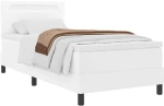 vidaXL Κρεβάτι Box Spring με Στρώμα - Λευκό 100x200 εκ. από Σύνθετο Δέρμα.