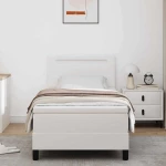 vidaXL Κρεβάτι Box Spring με Στρώμα - Λευκό 100x200 εκ. από Σύνθετο Δέρμα.