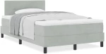 Κρεβάτι Box Spring με στρώμα vidaXL Ανοιχτό γκρι Μικρό Διπλό Βελούδο
