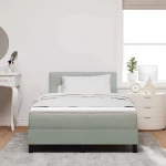 Κρεβάτι Box Spring με στρώμα vidaXL Ανοιχτό γκρι Μικρό Διπλό Βελούδο