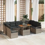 vidaXL 10 Τεμάχια Σετ Καναπέ Κήπου με Γκρι Μαξιλάρια