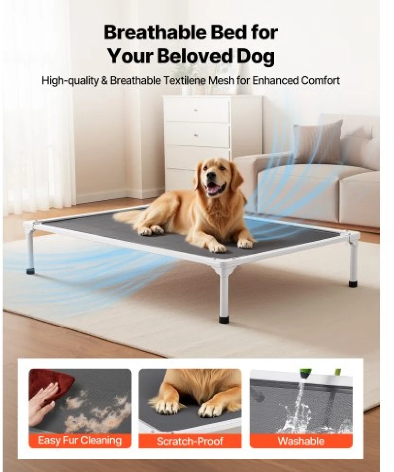 VEVOR Elevated Dog Bed for Large Dog Portable Raised Dog Cot with Teslin Mesh XL