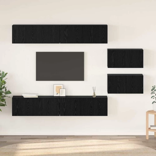 vidaXL Σετ επίπλου τηλεόρασης 6 pcs Μαύρη Οξυά 80 x 30 x 30.5 εκ Small