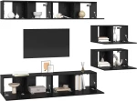 vidaXL Σετ επίπλου τηλεόρασης 6 pcs Μαύρη Οξυά 80 x 30 x 30.5 εκ Small