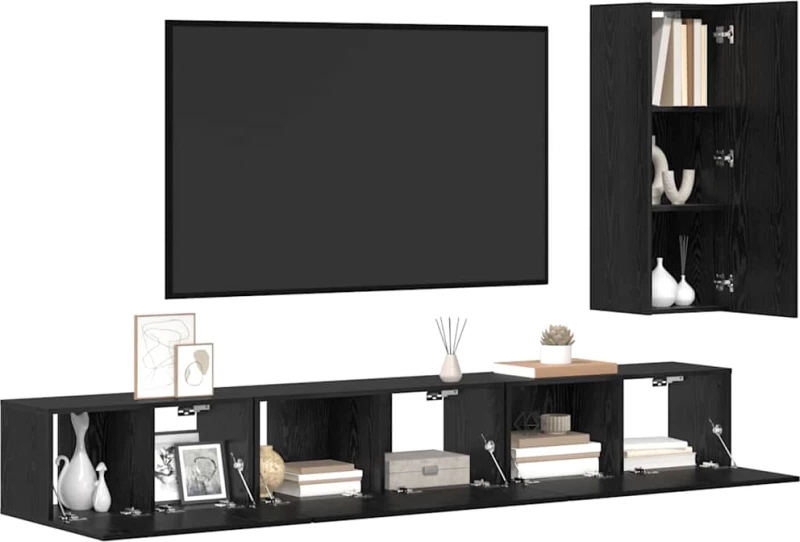 vidaXL Σετ επίπλου τηλεόρασης 4 pcs Μαύρη Δρυς 30.5 x 30 x 90 cm
