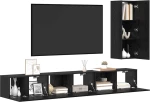 vidaXL Σετ επίπλου τηλεόρασης 4 pcs Μαύρη Δρυς 30.5 x 30 x 90 cm