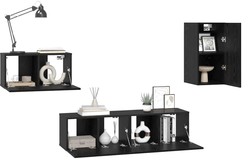 vidaXL Σετ επίπλου τηλεόρασης 4 pcs Μαύρη Δρυς 30.5 x 30 x 60 εκ.