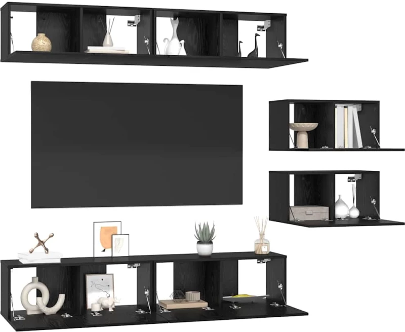 vidaXL Σετ επίπλου τηλεόρασης 6 pcs Μαύρη δρυς 80 x 30 x 30.5 εκ