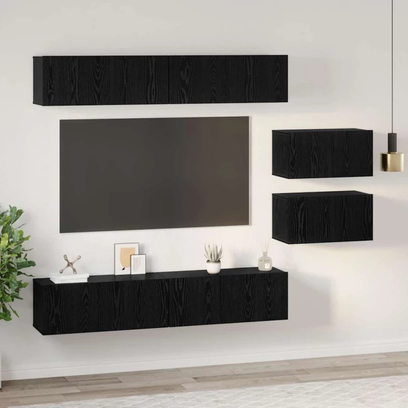vidaXL Σετ επίπλου τηλεόρασης 6 pcs Μαύρη δρυς 80 x 30 x 30.5 εκ
