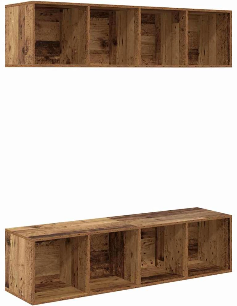 vidaXL Σετ επίπλου τηλεόρασης 2 pcs Παλιό ξύλο 37 x 37 x 142.5 εκ