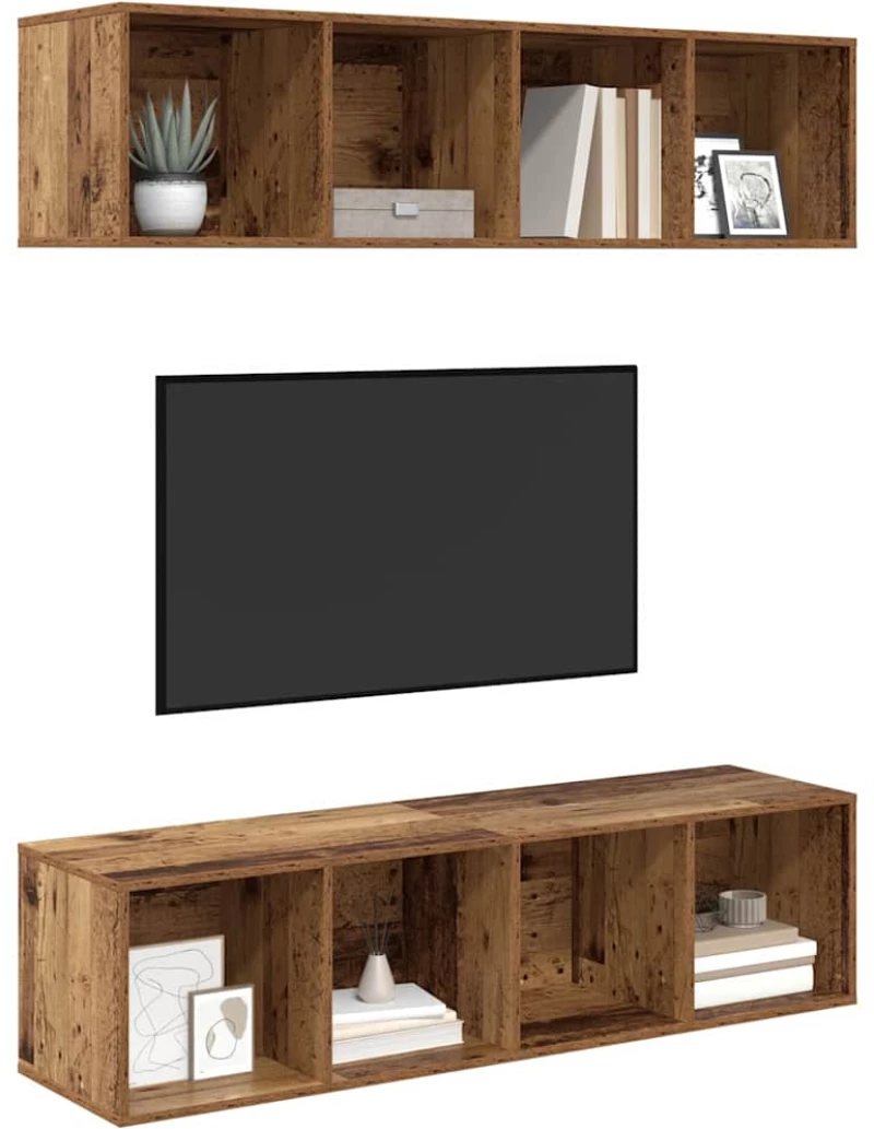 vidaXL Σετ επίπλου τηλεόρασης 2 pcs Παλιό ξύλο 37 x 37 x 142.5 εκ