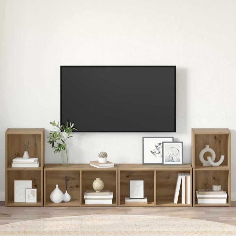 vidaXL Σετ επίπλου τηλεόρασης 4 pcs Χειροποίητη δρυς 72 x 35 x 36.5 cm