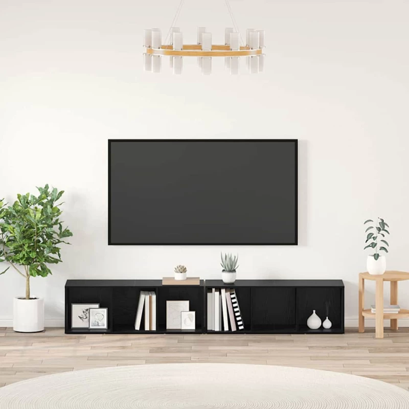 vidaXL Σετ επίπλου τηλεόρασης 2 pcs Μαύρη Οξυά 37 x 35 x 107 εκ