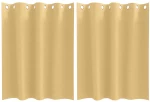 vidaXL Κουρτίνες με κουρτίνες 2 pcs Μπεζ 140 x 140 cm Πολυεστέρας