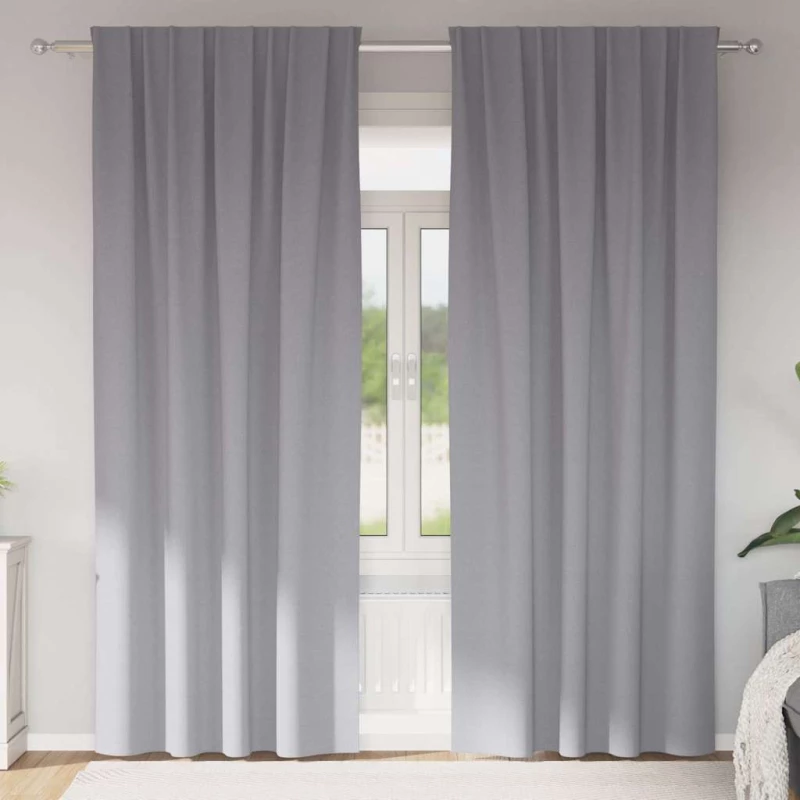 vidaXL Κουρτίνες 2 pcs Ανοιχτό γκρι 260 x 140 εκ. Πολυεστέρας