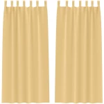 vidaXL Κουρτίνες με κουρτίνες 2 pcs Μπεζ 260 x 140 εκ. Πολυεστέρας