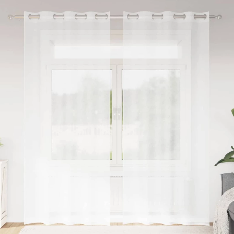 vidaXL Κουρτίνες με κουρτίνες 2 pcs Λευκό 140 x 260 εκ. Πολυεστέρας