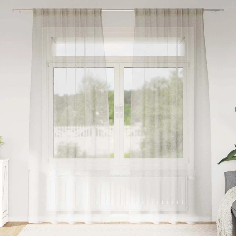 vidaXL Κουρτίνες με κουρτίνες 2 pcs Κρεμ 140 x 260 εκ. Πολυεστέρας