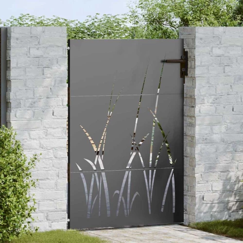 vidaXL Πύλη Κήπου Μαύρο 105 x 125 cm Ατσάλι με Επικάλυψη Πούδρας