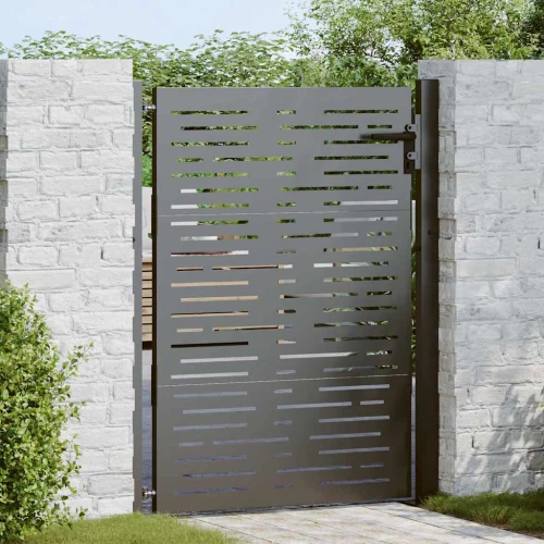 vidaXL Πύλη Κήπου Μαύρο 105 x 125 cm Ατσάλι με Επικάλυψη Πούδρας
