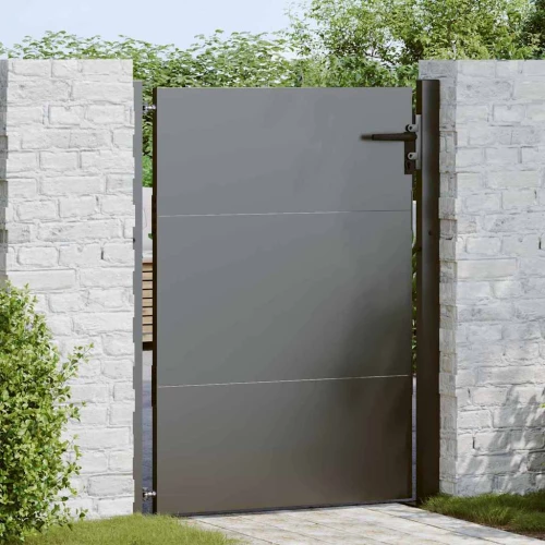 vidaXL Πύλη Κήπου Μαύρο 105 x 125 cm Ατσάλι με Επικάλυψη Πούδρας