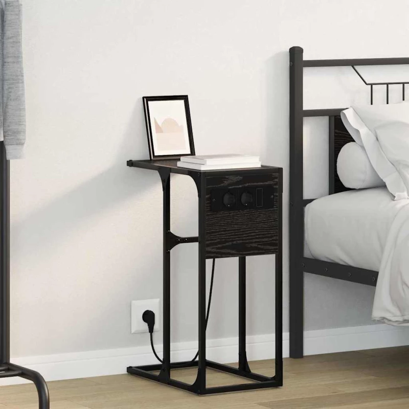 vidaXL Κομοδίνο Μαύρη δρυς 41.5 x 26 x 60.5 εκ Επεξεργασμένο ξύλο