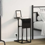 vidaXL Κομοδίνο Μαύρη δρυς 41.5 x 26 x 60.5 εκ Επεξεργασμένο ξύλο