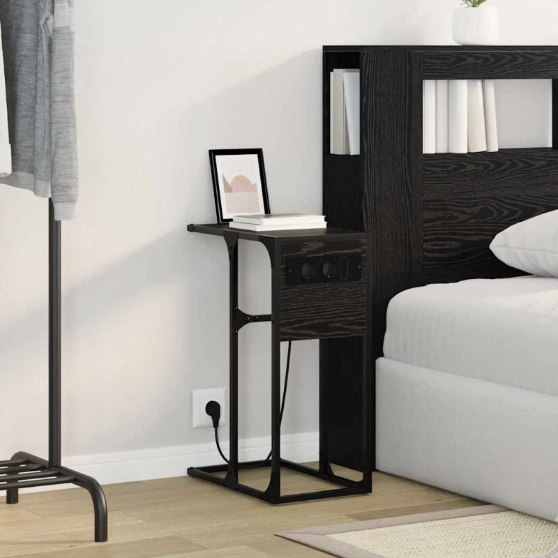 vidaXL Κομοδίνο Μαύρη δρυς 41.5 x 26 x 60.5 εκ Επεξεργασμένο ξύλο