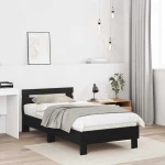 vidaXL Κρεβάτι – Μαύρη Δρυ, 90x190 εκ, από μηχανικά ξύλα.