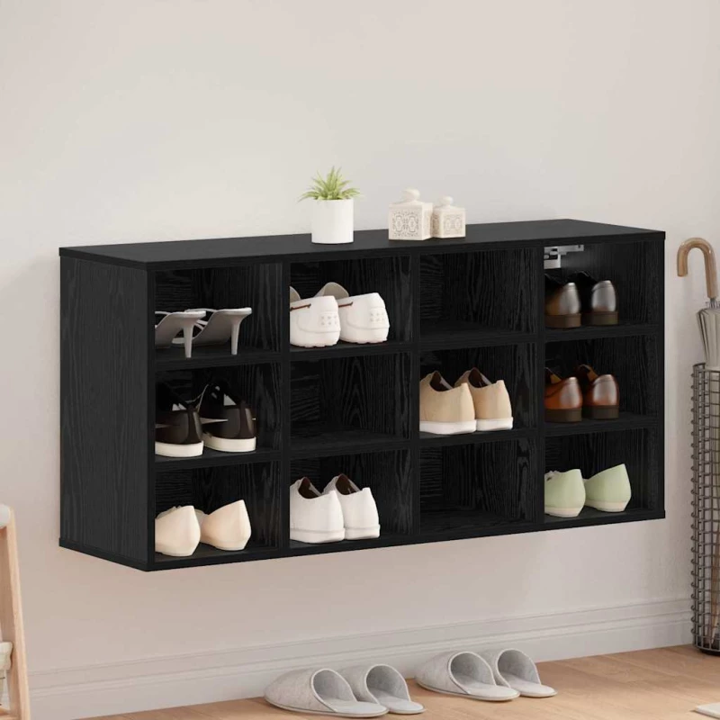 vidaXL Ντουλάπα Παπουτσιών Μαύρη δρυς 103x30x51 εκ Επεξεργασμένο ξύλο