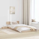 vidaXL Κρεβάτι δαπέδου με κομοδίνα 90x190εκ μασίφ ξύλο