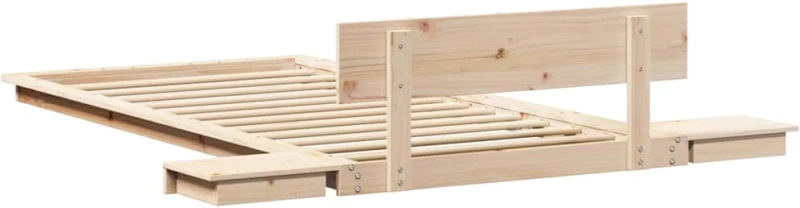 vidaXL Κρεβάτι δαπέδου με κομοδίνα 90x190εκ μασίφ ξύλο