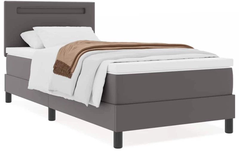 vidaXL Κρεβάτι με ελατήρια Γκρι και Λευκό 90 x 190 cm