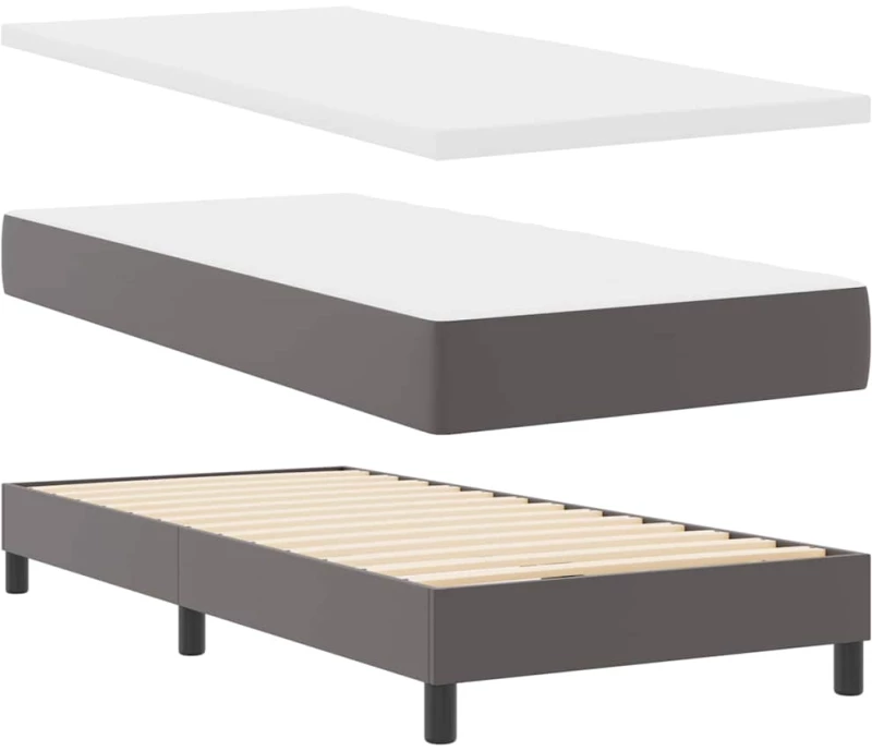 vidaXL Κρεβάτι με ελατήρια Γκρι και Λευκό 90 x 190 cm