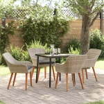 vidaXL Σετ τραπεζαρίας 5 pcs Ανοιχτό γκρι και Μαύρο 80 cm x 80 cm
