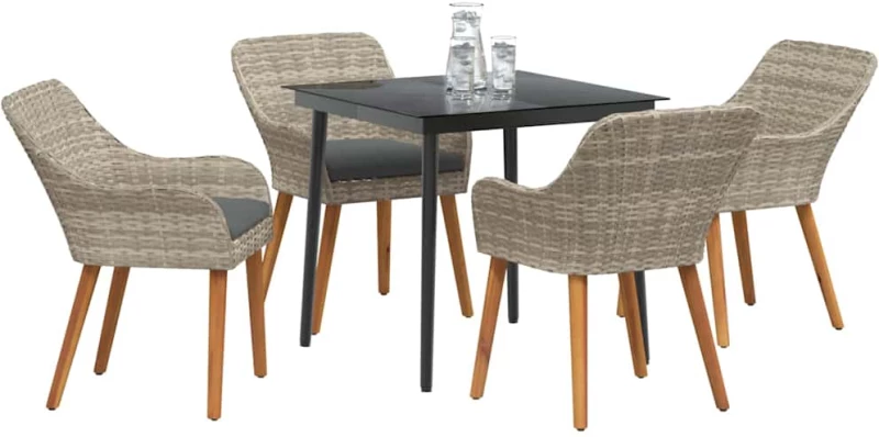 vidaXL Σετ τραπεζαρίας 5 pcs Ανοιχτό γκρι και Μαύρο 80 cm x 80 cm