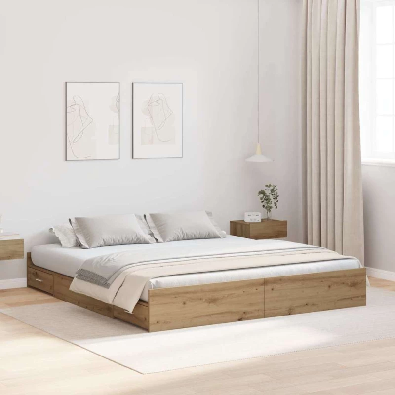 vidaXL Κρεβάτι με αποθηκευτικό χώρο artisan δρυς 180 x 200 cm