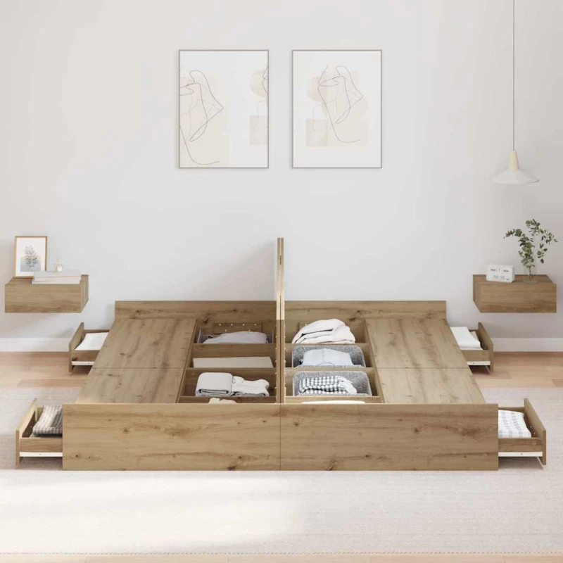 vidaXL Κρεβάτι με αποθηκευτικό χώρο artisan δρυς 180 x 200 cm