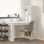 vidaXL Γραφείο Λευκό 122 x 67 x 145 εκ. Μηχανικά ξύλα και Στραθόπλακες