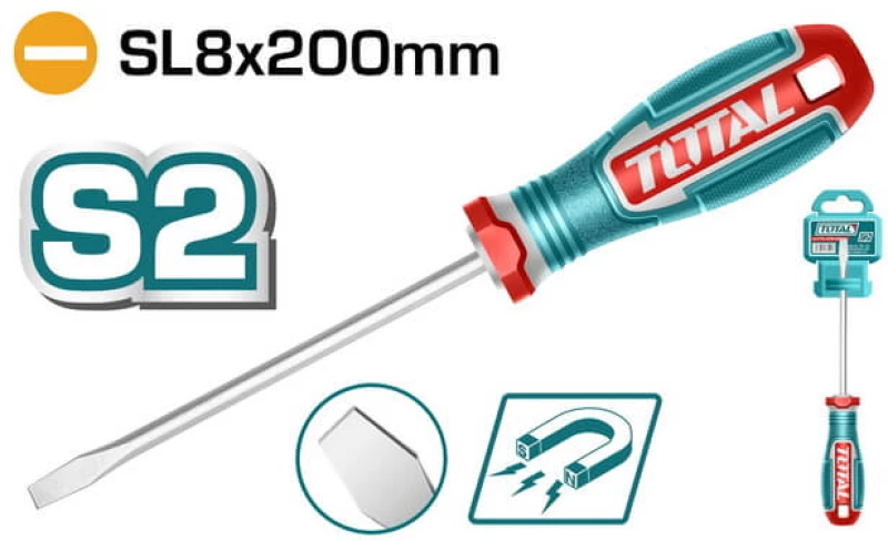 TOTAL Επαγγελματικό Κατσαβίδι Μαγνητικό Ίσιο SL 8Χ200mm (TSDSL8200)