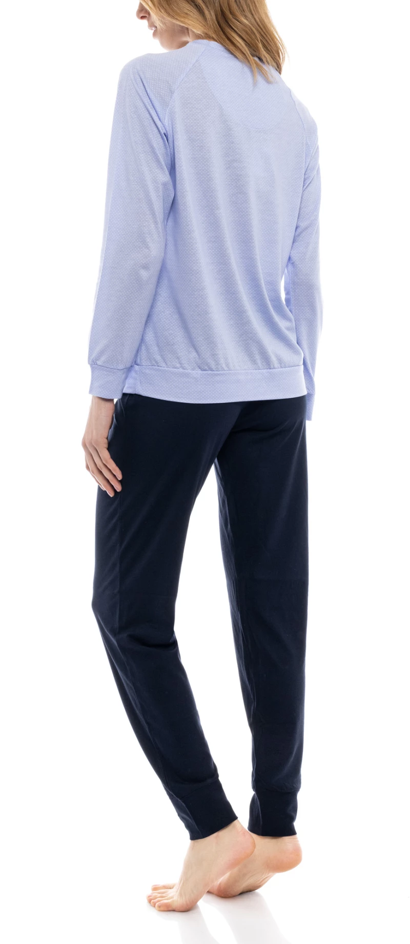 Γυναικεία Πυτζάμα Pink Label - Dot Print - Blue Cloud - Cotton - Regular Fit